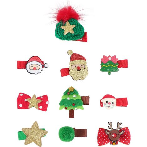 10er-Pack Weihnachtshaarspangen für Kinder, Cartoon-Glocken-Serie, Haarclips, festliche Haardekoration-6x2cm-Colorful (1/3)