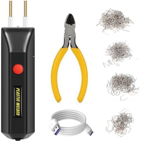 Kit de soudage plastique sans fil avec 400 rivets. Mini machine à souder portative pour réparer les fissures en plastique des pare-chocs de voiture. Excellente qualité. (1/5)