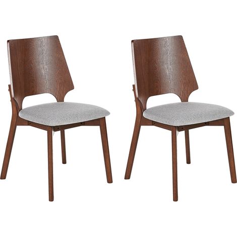 Set di 2 sedie da pranzo retrò imbottite legno scuro e grigio Abee
