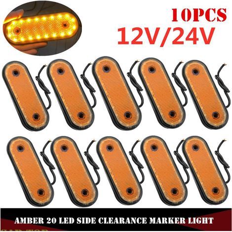 10 piezas - 20 luces LED laterales para camión, 12V/24V, luces traseras para remolque de camión (1/4)