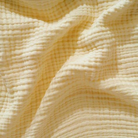 Couverture Mousseline de Coton 100%, 150 x 200 cm Plaid Gaze de Coton Adulte, Couverture Légère Été, Jeté de Canapé, Blanket, Couvre Lit 1 Personne, Plaid Canapé Grande Taille Coton (Jaune PâLe) (1/5)