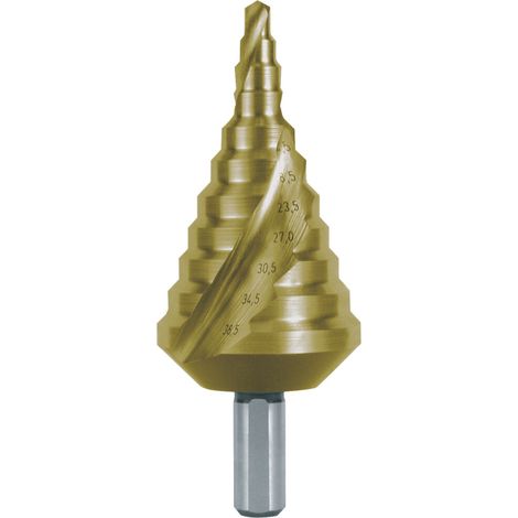 Stufenbohrer WN Gr.16 D.5,3-38,5mm HSS TiN+Spiralnut Stufen:11 f.Kabelverschr. (1/5)