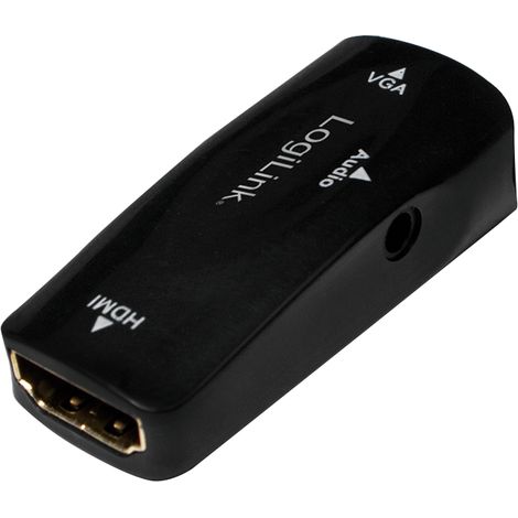 LogiLink HDMI-zu-VGA-Adapter mit Audioanschluss, 1080p, Schwarz, HDMI A/F auf VGA/F + 3,5 mm/W (1/5)