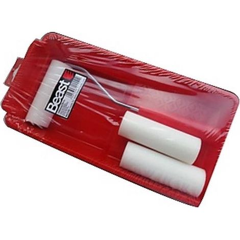Jeu de Rouleaux de Peinture 3 x 100 mm - HD-Foam - Cuvette 30 cm - Idéal pour Peinture Uniforme - Beast