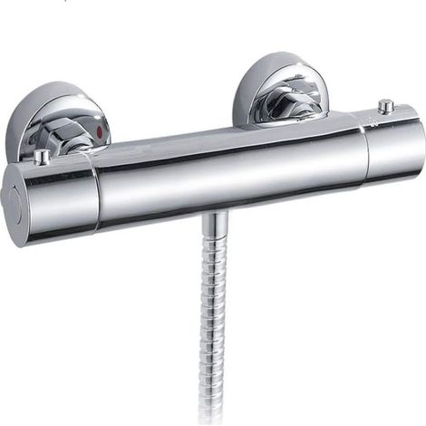 Mezclador termostático para ducha, grifo mezclador de 1/2", cabezal de ducha mural de latón, control constante de la temperatura del agua caliente y fría para el baño. (1/5)