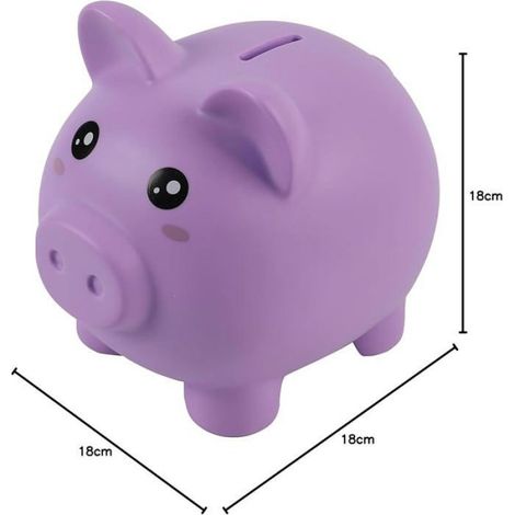 Tirelire - Cochon Violet - En Résine - Pour Économiser Pièces Et Billets - Décoratif Bureau Chambre Cuisine - 1 Pièce (1/5)