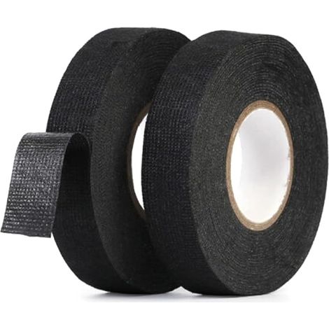 2er-Pack schwarze Kabelbänder, 15 m x 19 mm, hitzebeständiges Isolierband, Gewebeband für Kabelbäume, Haushalt, Auto, Motorrad (1/5)