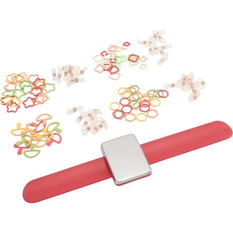 Bracelet porte-épingles magnétique avec coussin à épingles de couture et 4 marqueurs de points rouges (1/5)