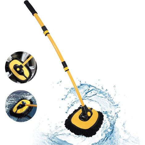 15° Curved Car Wash Brush with 43" Telescopic Handle, Cleaning Brush, Detailing Kit for Camper Vans and Trucks, Exterior and Interior Accessories, Scratch-Resistant Wash Brush (1/5)