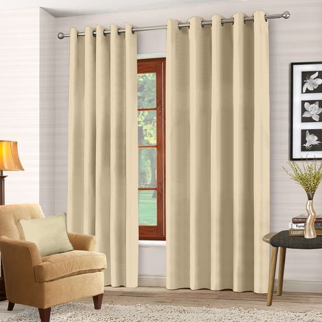 Albert Austin Blackout eyelet curtain Pair- Cream 46 x 54