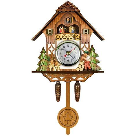 Horloge à coucou Antique en bois, horloge murale pour nichoir, décoration de maison, horloge à coucou suspendue, cloche à balanoire automatique, pendule, décoration de maison (1/5)