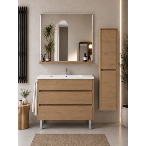 Mueble de baño con lavabo ORIGENBATH IMPERIA sin espejo 120x45 cm 1 seno estepa con columna (1/5)