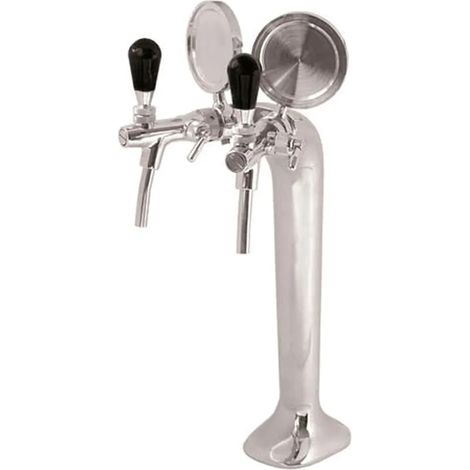 Schanksäule, Bierzapfsäule - Chrom, 2-leitig, elegant, "Topp-Qualität" (Paketpreis) (1/4)