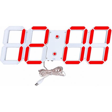 Horloge murale LED creuse, numérique 3D, gradation intelligente, multifonction, prise britannique 100-240 V (1/5)