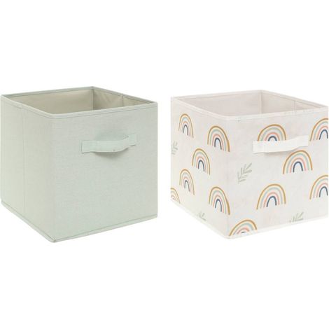 Juego de 2 cajas de almacenamiento para niños verde (1/4)