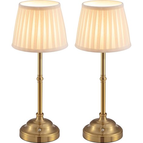 2 Pack Lampe de table rechargeable, portable et dimmable, lampe de chevet LED rétro alimentée par pour l'intérieur et l'extérieur (1/5)