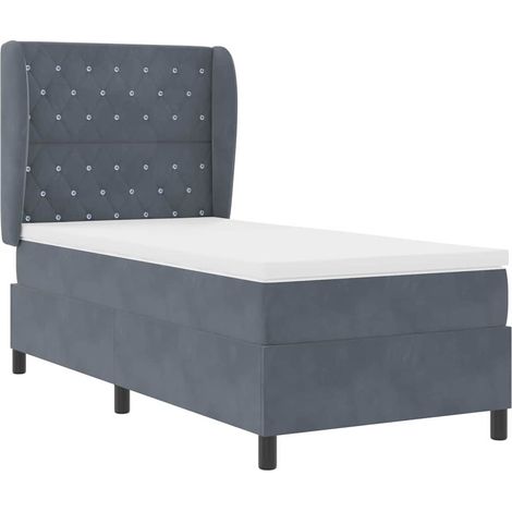 Box Spring Bed with Mattress Dark grey 100 x 200 cm Velvet vidaXL (1/5)