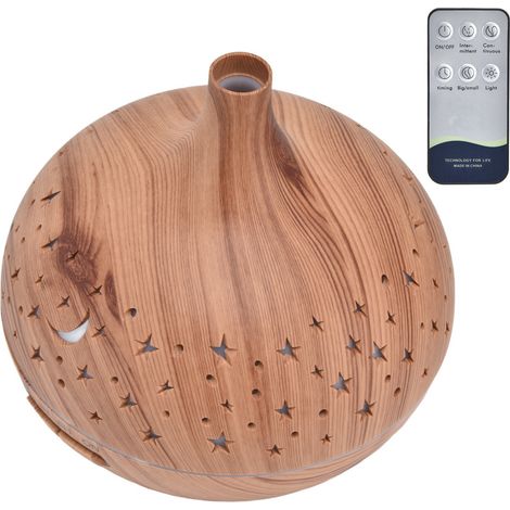 400-ml-Holz-Luftbefeuchter, ferngesteuerter Duftdiffusor mit integriertem Akku, Ambiente-Nachtlicht, Holznebel, 100–240 V europäischer Standard (1/5)