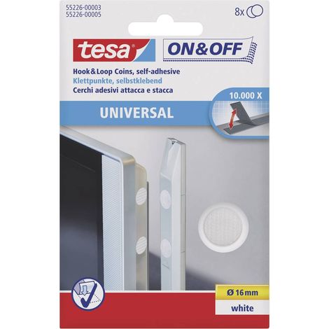 Punti a strappo da incollare Lato morbido e lato rigido (Ø) 16 mm Bianco TESA On & Off 55226-03-00 8 Paia (1/4)