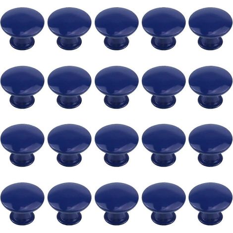 Boutons de meuble ronds bleu marine 30 mm, lot de 20 (modèle 2025), pour meubles de cuisine et commodes. (1/3)