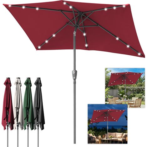 SWANEW 200 x 300 cm ombrellone da giardino ombrellone pieghevole da mercato ombrellone a manovella con meccanismo a manovella ferro,Rosso (1/5)
