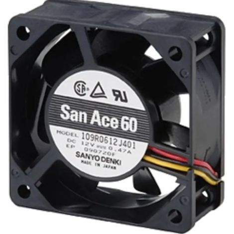 Ventilateur 12vdc 60x60x25mm 5,64w 3 Fils Boules Sanyo 109r0612j4011