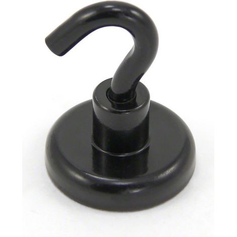 Magnete Gancio Neodimio Dipinto Nero Con Gancio M6 Per Frigorifero, Lavagna, Tabellone, Archiviazione O Ufficio - 32mm Di Diametro x 42mm Alto - 36,4kg