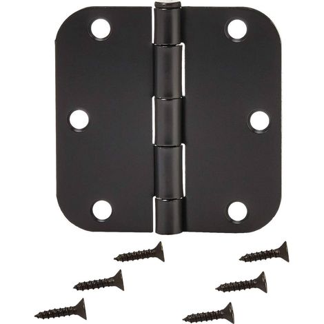 Charnières pour portes et fenêtres, robustes et rondes, rayon de 5/8 po, charnières pour portes intérieures, 107 x 107 cm (3,5 x 3,5 pi), ensemble de 4, noir mat (1/5)