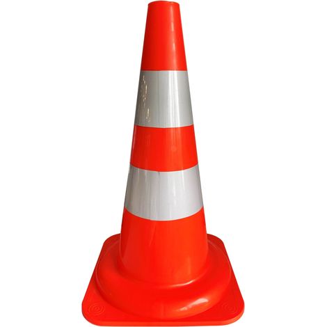 Cône de chantier, Orange, blanc, Hauteur de 490 mm ( Prix pour 1 )