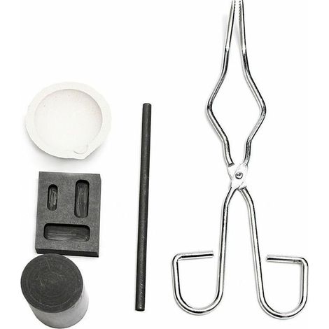 Kit de fonderie 5 pièces en graphite résistant à la chaleur pour fonte d’or, argent et métaux précieux – creusets + lingotière (1/3)