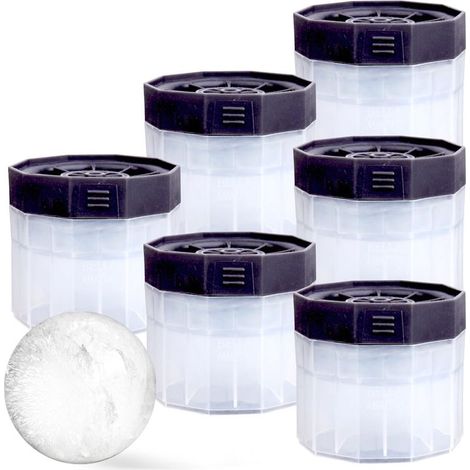 Kugelförmige PVC-Eiswürfelformen, 6er-Set, einfach zu verwenden und zu entformen, schwarz (1/5)