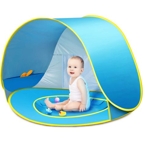 Tente de plage bébé pliable - Abri solaire portable avec protection UV automatique, idéal pour les activités familiales en plein air comme les jeux de jardin, le camping et les pique-niques, installat