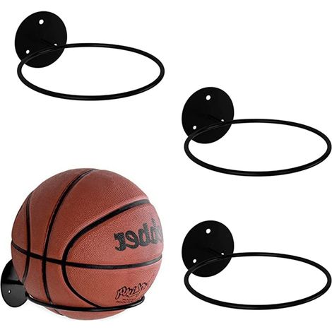 3-teiliger, wandmontierter Fußballständer, Fußballaufbewahrung, wandmontiertes Fußballdisplay, Fußballhalter aus Metall.
