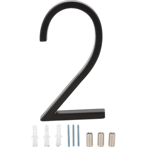 Chiffre de maison en alliage de zinc antirouille, facile à lire numéro métallique pour porte, domicile ou bureau, numéro 2 (1/5)