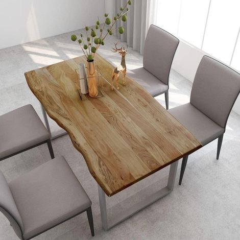 Esstisch Akazienholz Massiv Baumkante Industrial 160x80cm (1/5)
