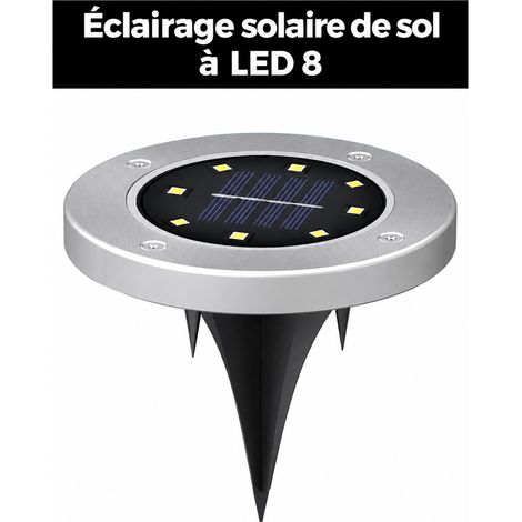 Spot solaire encastrable de sol en acier inoxydable 8 LED blanc froid 8led réf 3833 13 × 13 × 13 cm 150 g – Livraison gratuite