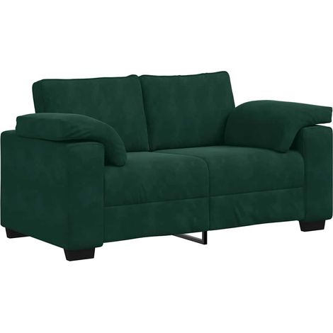 Canapé 2 Places de Salon Relax en Velours avec Coussins Vert Foncé 160 x 77 x 82 cm (1/5)