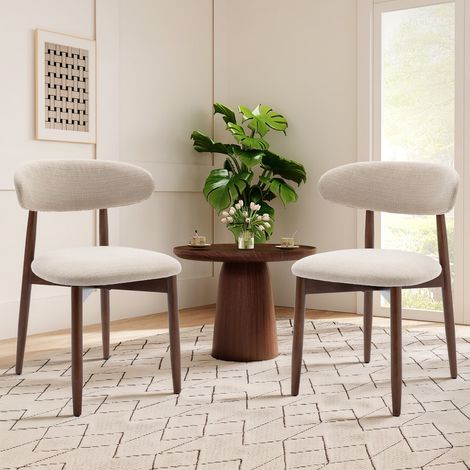 COLAMY Chaise D6270-BE-FB - Chaises en bois massif – Lot de 2, robustes et élégantes, style nordique minimaliste, idéales pour salle à manger et cuisine,beige