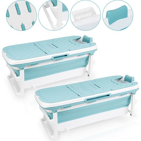 Randaco Baignoire pliable pour adulte avec Couvercle amovible Baignoire PP+TPE- pour petite salle de bain 132x60x50cm