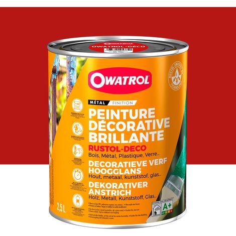 Owatrol-RUSTOL DECO BRILLANT-Peinture antirouille décorative-Rouge sécurité (RAL 3001) 2.5 litres (1/2)