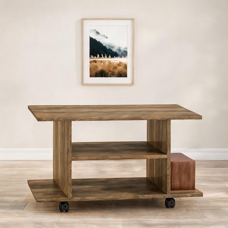 Meuble TV en bois noyer avec roulettes 80 cm pour téléviseurs (1/5)