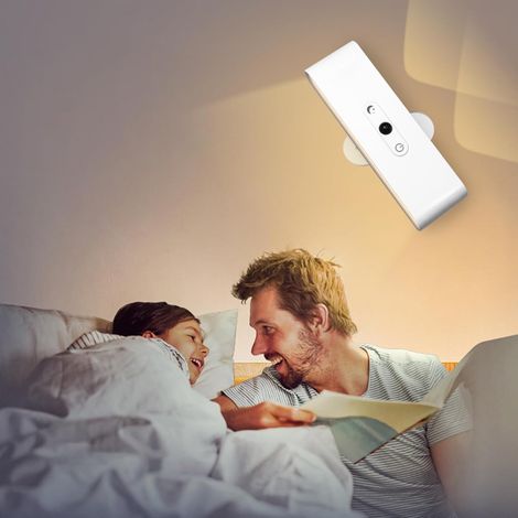 LED-Wandleuchte mit automatischem Bewegungsmelder, wiederaufladbarem 3600-mAh-Akku über USB-Anschluss, 3 Farbtemperaturen, um 360° drehbarer magnetischer Kugel-LED-Wandleuchte, ideal zum Lesen im Bett