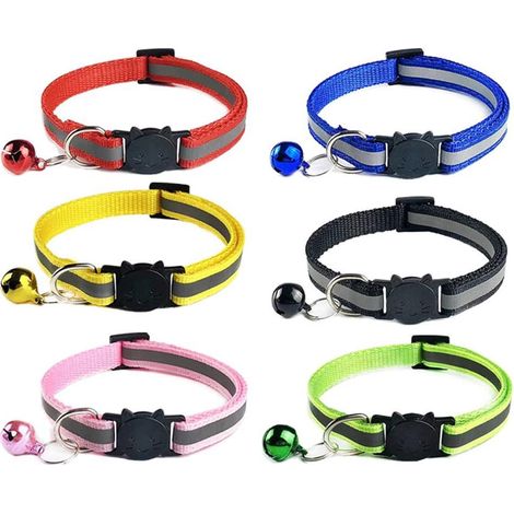 Lotdesixcolliersanti-étranglementpourchats,adaptésauxchatonsetauxchiots,réglables,réfléchissants,