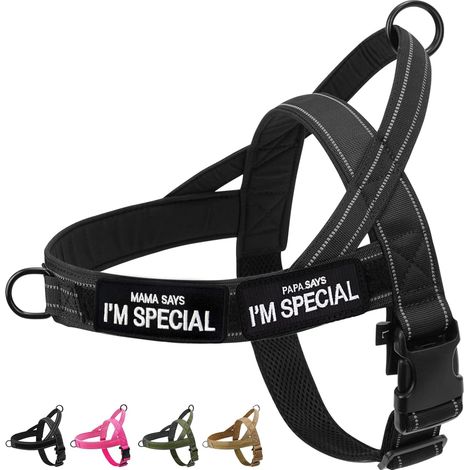 No Pull Harnais pour Chien de Petite Taille Moyenne réfléchissant Anti-éclatement réglable sans Traction Harnais pour Chien (Noir, L) (1/5)