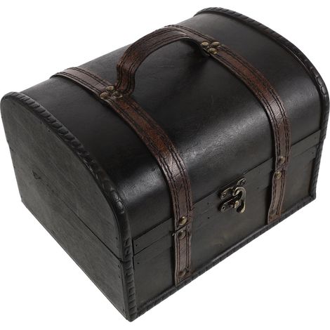 Scatola portagioie portatile in legno stile retrò con maniglia (1/5)