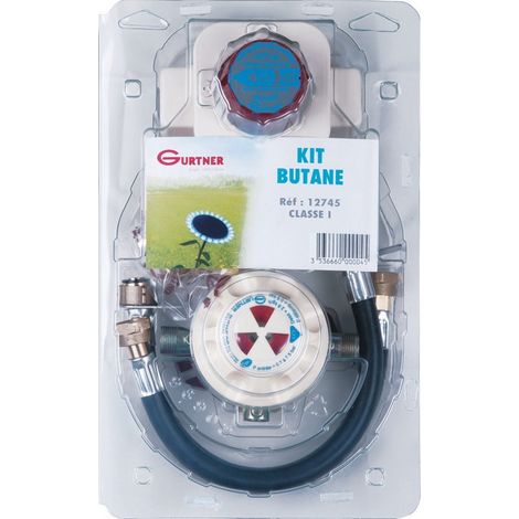 Gurtner – Coffret gaz butane 2 bouteilles – Détendeur inverseur 1,3 kg/h 28 mbar – 2 lyres 35 cm – Raccords à braser DN 12