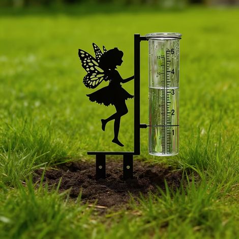 Pluviomètre Extérieur Décoratif en Métal, Lutin de Jardin avec Verre Gradué, Jauge de Pluie (1/5)