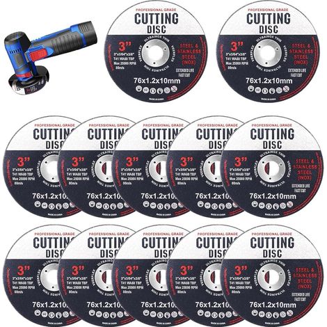 Disque 76MM Meuleuse, 12 pièces Disque Meuleuse 76MM, Disque A Tronconner 76 MM, Disque pour Disqueuse, pour un découpage rapide, aluminium, métal, bois, fer, acier (1/5)