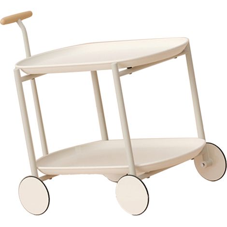 Servierwagen mit Rollen und Griff, abnehmbarer Beistelltisch für Wohnzimmer und Schlafzimmer, Weiß (1/5)