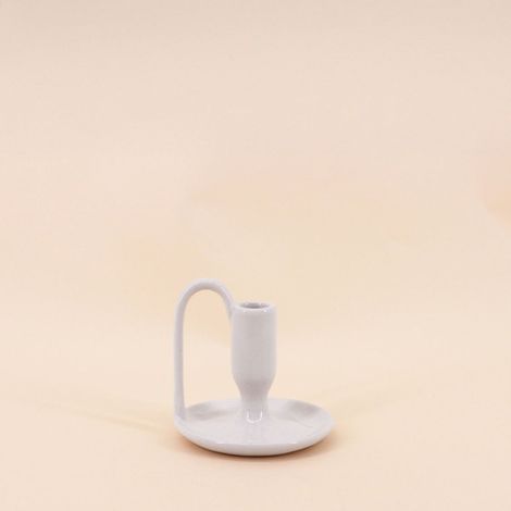 Bougeoir blanc en céramique avec anse 11cm (1/5)